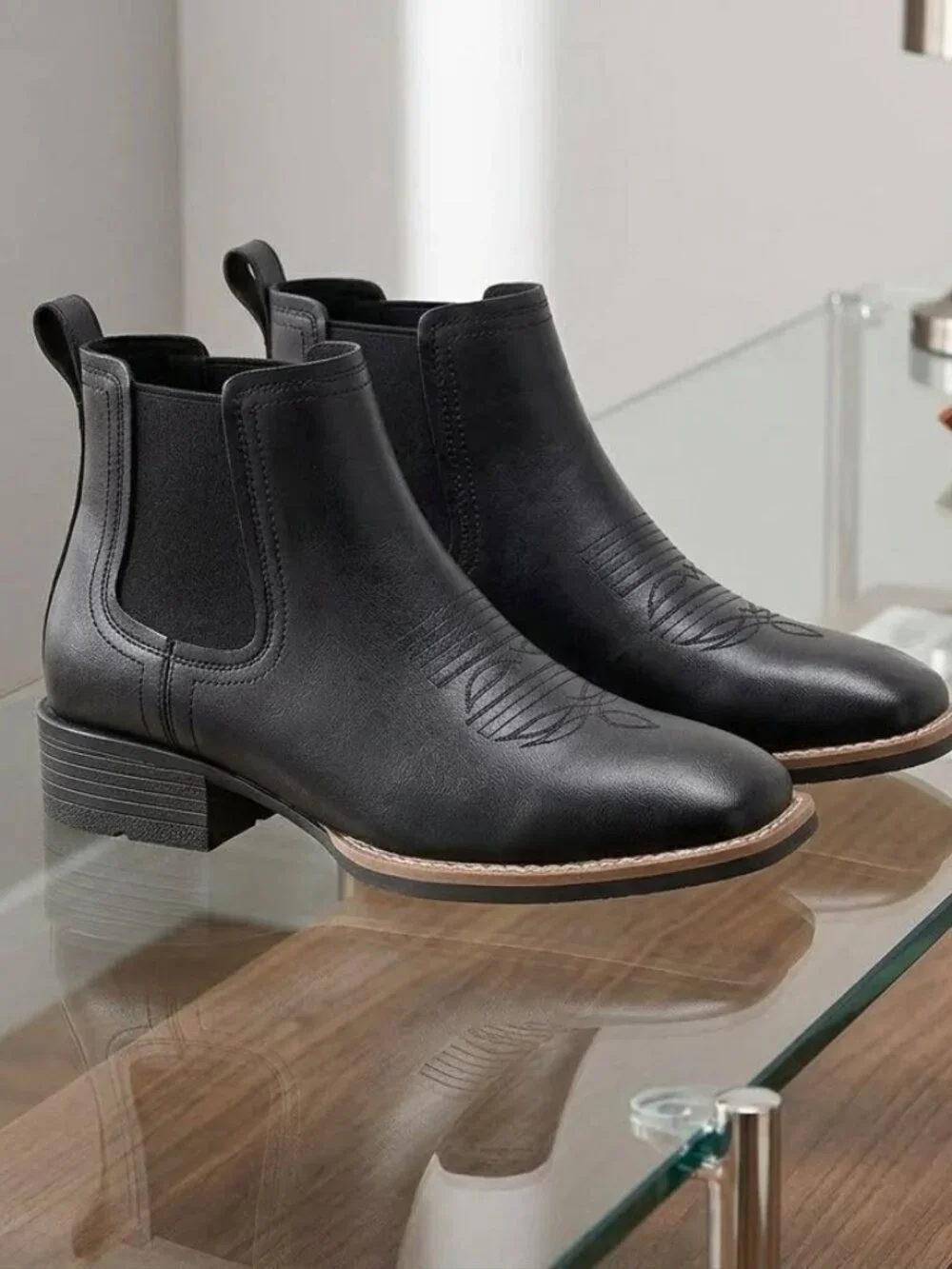 Men's Square Toe Western Boots | Casual Slip-On Cowboy Boots